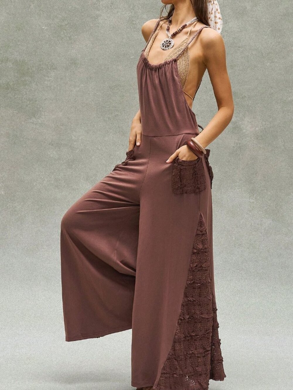 Multicolor Casual Women's Knit Jumpsuit - Picture 5 of 7